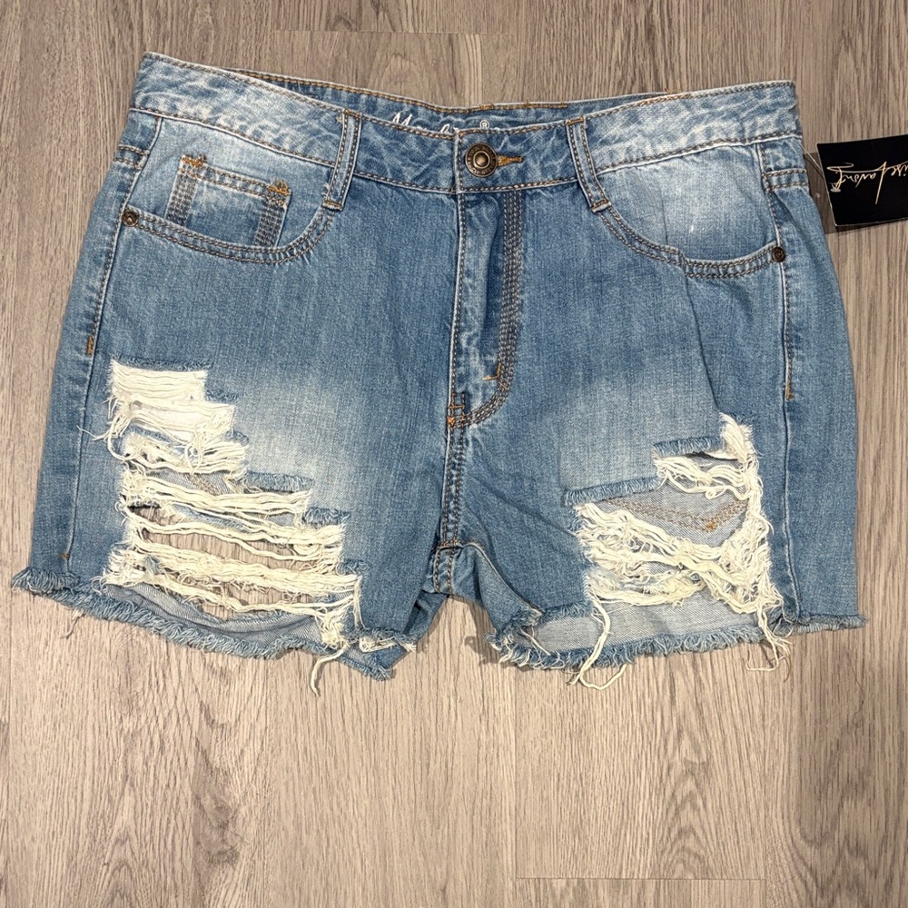 Blue Distressed Jean Shorts